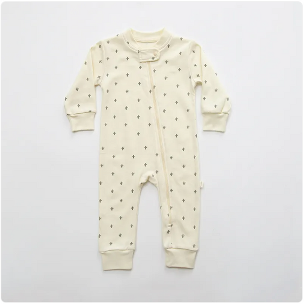 Cute Cartoon Cactus Baby Romper Long Sleeve – Unisex Newborn Onesie for Boys & Girls, Soft Cotton Striped Infant Bodysuit, Korean Style Baby Outfit – Cactus / Moon / Stripe Prints